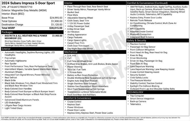 2024 Subaru Impreza Sport 5-Door for sale in Norwich, CT