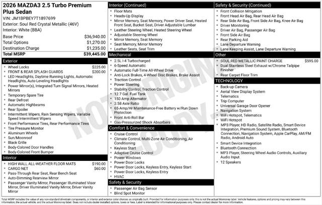 2026 Mazda Mazda3 2.5 Turbo Premium Plus