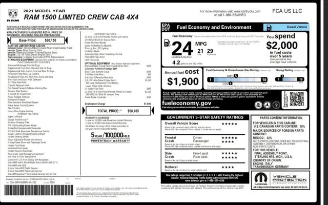 2021 Ram 1500 Limited Crew Cab 4x4 57 Box