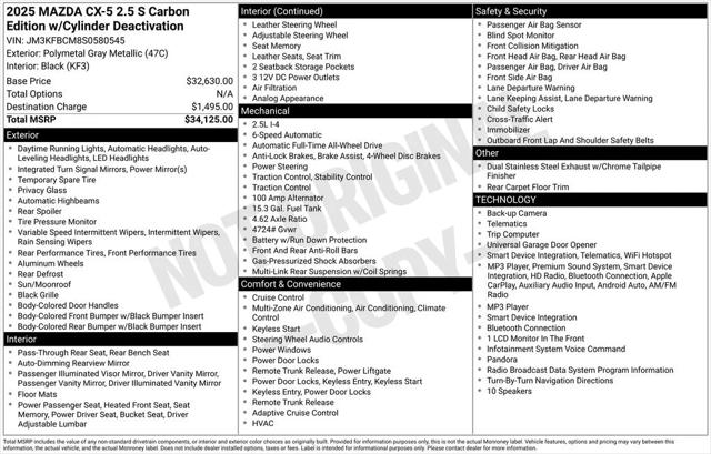2025 Mazda CX-5 2.5 S Carbon Edition 2025 Mazda CX-5 2.5 S Carbon Edition