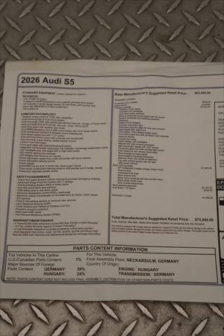 2026 Audi S5 Prestige TFSI quattro S tronic