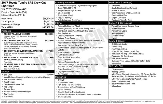 2017 Toyota Tundra SR5 5.7L V8 2017 Toyota Tundra SR5 5.7L V8