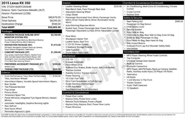 2015 Lexus RX 350 350