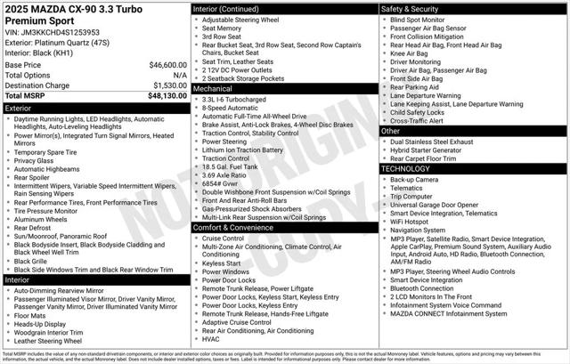 2025 Mazda CX-90 3.3 Turbo Premium Sport 2025 Mazda CX-90 3.3 Turbo Premium Sport