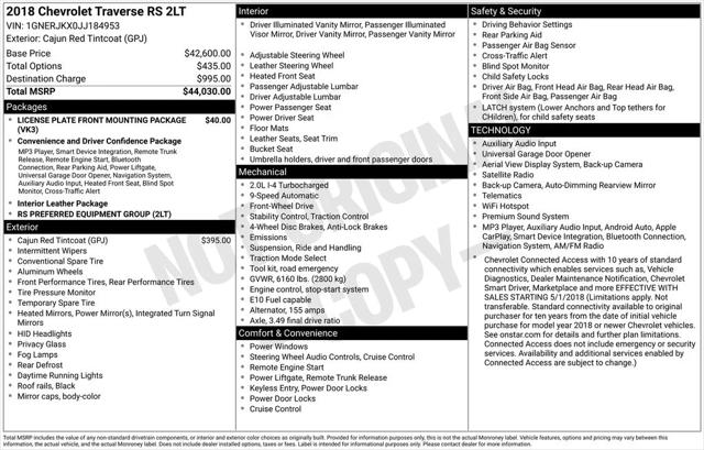2018 Chevrolet Traverse RS 2018 Chevrolet Traverse RS
