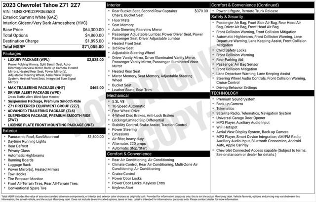 2023 Chevrolet Tahoe 4WD Z71 2023 Chevrolet Tahoe 4WD Z71