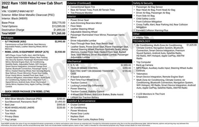 2022 RAM 1500 Rebel Crew Cab 4x4 57 Box 2022 RAM 1500 Rebel Crew Cab 4x4 57 Box
