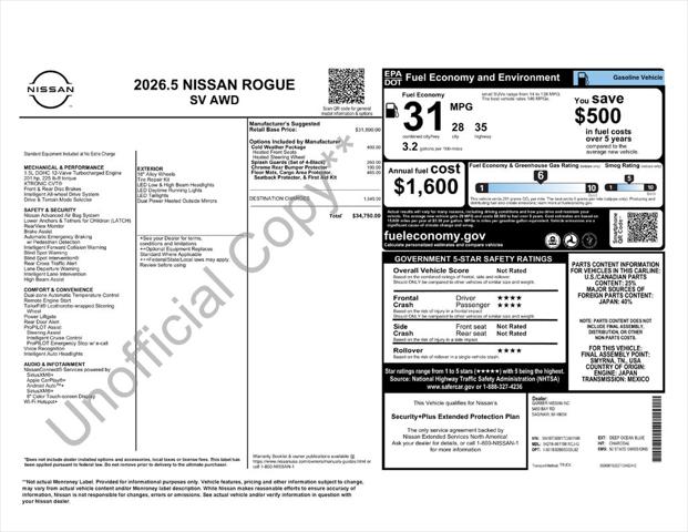 2026 Nissan Rogue SV for sale in TRAVERSE CITY, MI
