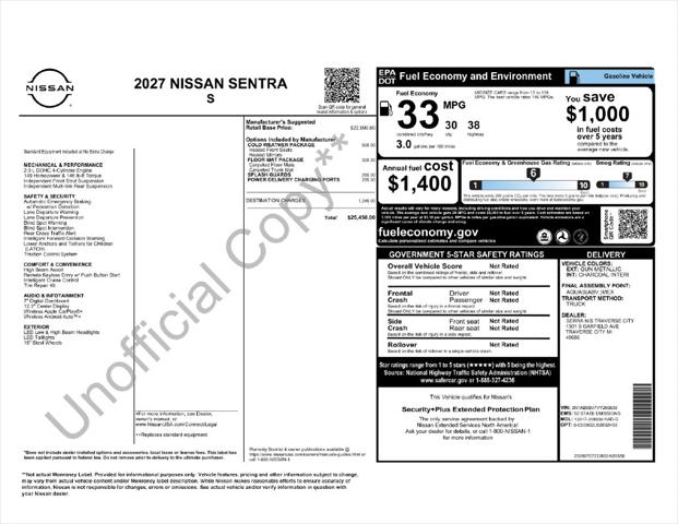 2027 Nissan Sentra S for sale in TRAVERSE CITY, MI