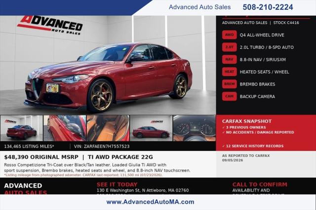 2017 Alfa Romeo Giulia Ti AWD for sale in North Attleboro, MA