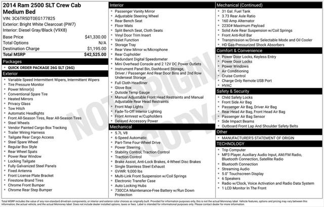 2014 RAM 2500 SLT 2014 RAM 2500 SLT