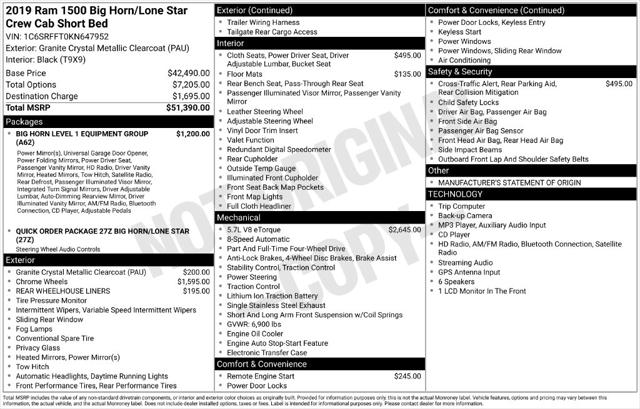 2019 Ram 1500 Big Horn/Lone Star Crew Cab 4x4 57 Box