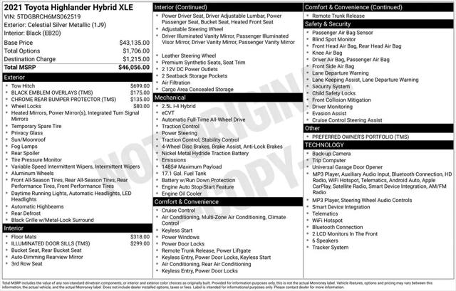 2021 Toyota Highlander Hybrid XLE
