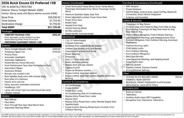 2026 Buick Encore GX Preferred AWD