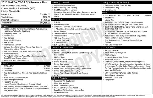 2026 Mazda CX-5 2.5 S Premium Plus