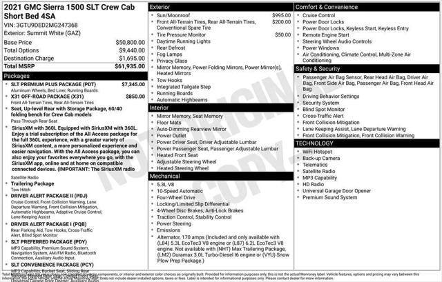 2021 GMC Sierra 1500 4WD Crew Cab Short Box SLT