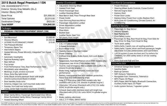 2015 Buick Regal Turbo/e-Assist Premium I