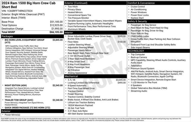 2024 Ram 1500 Big Horn Crew Cab 4x4 57 Box