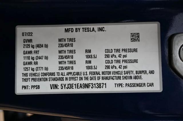 2022 Tesla Model 3 Rear-Wheel Drive