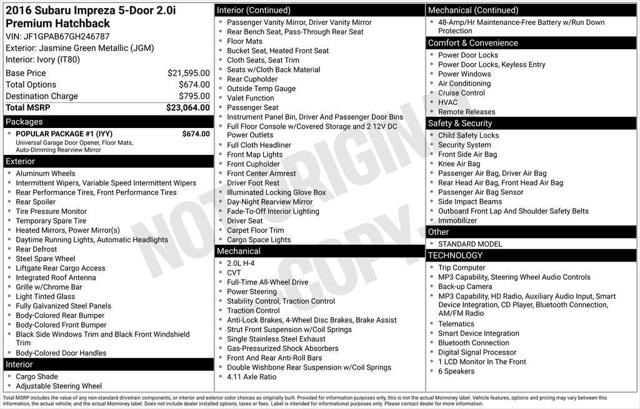 2016 Subaru Impreza 2.0i Premium 2016 Subaru Impreza 2.0i Premium