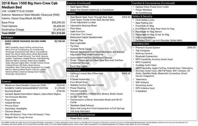 2018 Ram 1500 Big Horn Crew Cab 4x4 64 Box