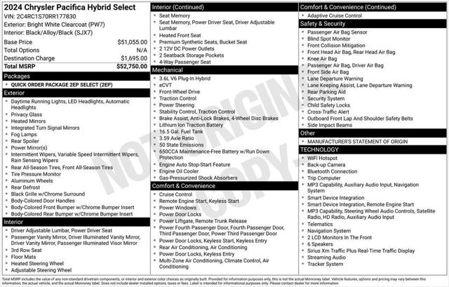 2024 Chrysler Pacifica Hybrid Select 2024 Chrysler Pacifica Hybrid Select