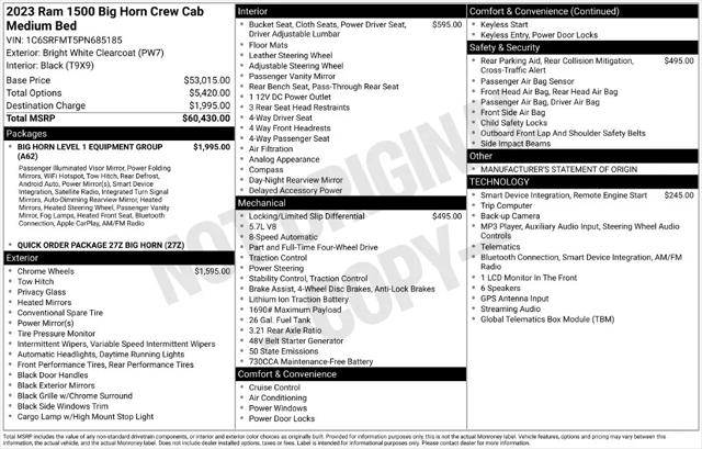 2023 Ram 1500 Big Horn Crew Cab 4x4 64 Box