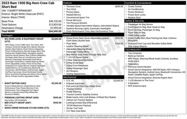 2023 Ram 1500 Big Horn Crew Cab 4x4 57 Box