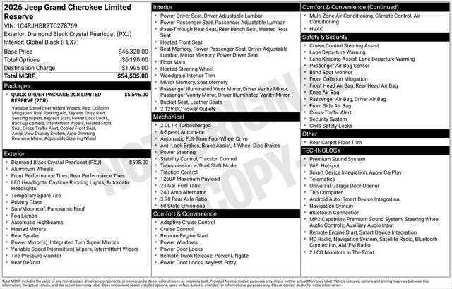 2026 Jeep Grand Cherokee Limited Reserve 4x4