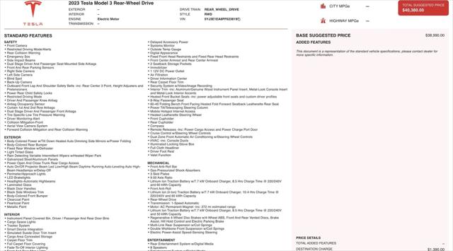 2023 Tesla Model 3 Rear-Wheel Drive