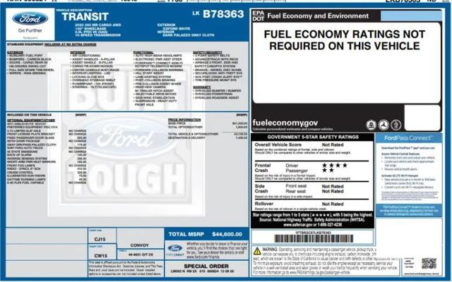 2020 Ford Transit Cargo Van Medium Roof w/RWB