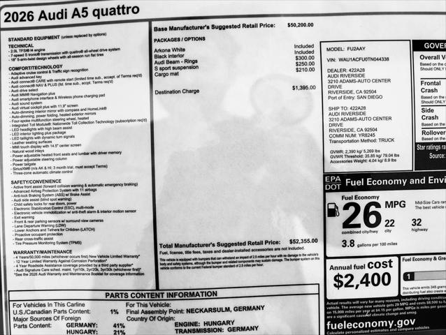 2026 Audi A5 Premium TFSI quattro S tronic