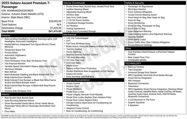 2025 Subaru Ascent Premium 7-Passenger for sale in Tacoma, WA