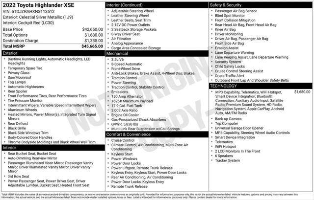 2022 Toyota Highlander XSE for sale in Greensboro, NC