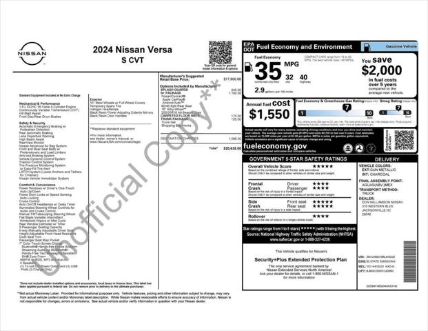 2024 Nissan Versa 1.6 S for sale in Greensboro, NC