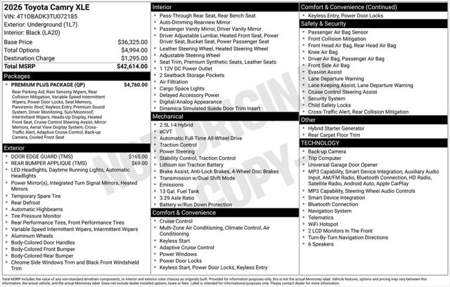 2026 Toyota Camry XLE for sale in Ottumwa, IA