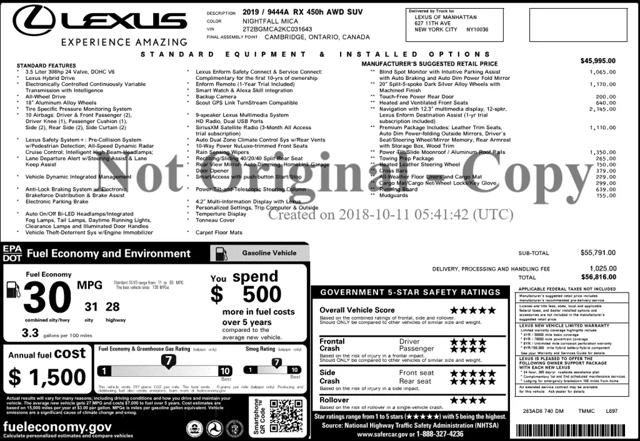 2019 Lexus RX 450h RX 450h