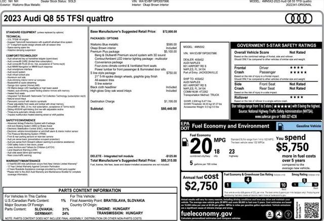 2023 Audi Q8 Premium Plus 55 TFSI quattro Tiptronic