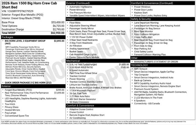 2026 Ram 1500 Big Horn Crew Cab 4x4 57 Box
