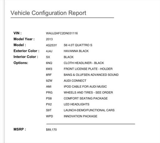 2013 Audi S6 4.0T Prestige
