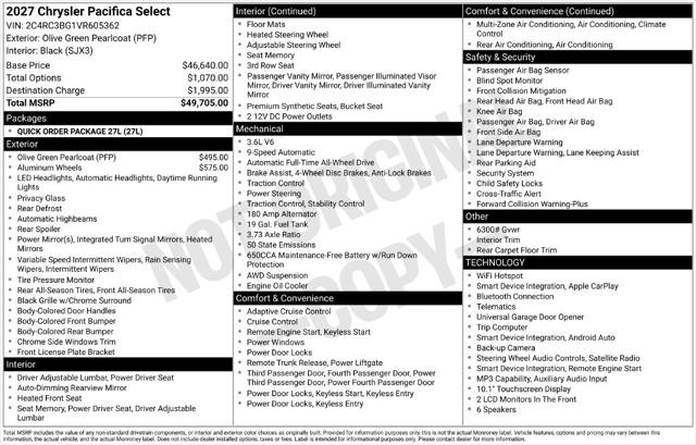 2027 Chrysler Pacifica Select AWD