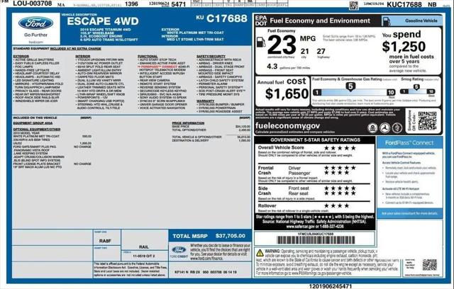 2019 Ford Escape Titanium for sale in North Dartmouth, MA