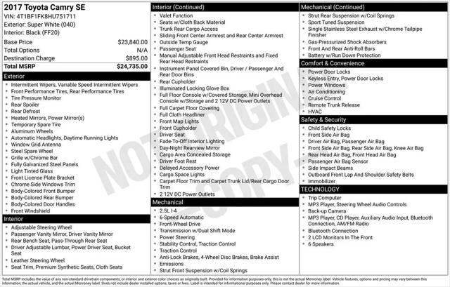 2017 Toyota Camry SE for sale in Clermont, FL