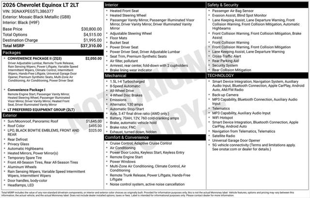 Used 2026 Chevrolet Equinox AWD LT For Sale in Muscle Shoals, AL