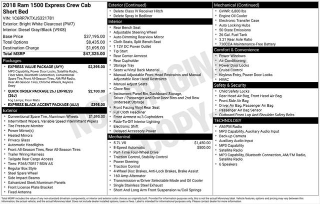 2018 Ram 1500 Express Crew Cab 4x4 57 Box