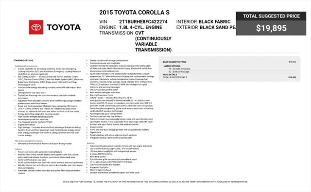 2015 Toyota Corolla S Plus for sale in Stafford, VA