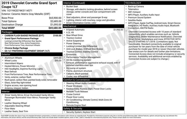 2019 Chevrolet Corvette Grand Sport 2019 Chevrolet Corvette Grand Sport