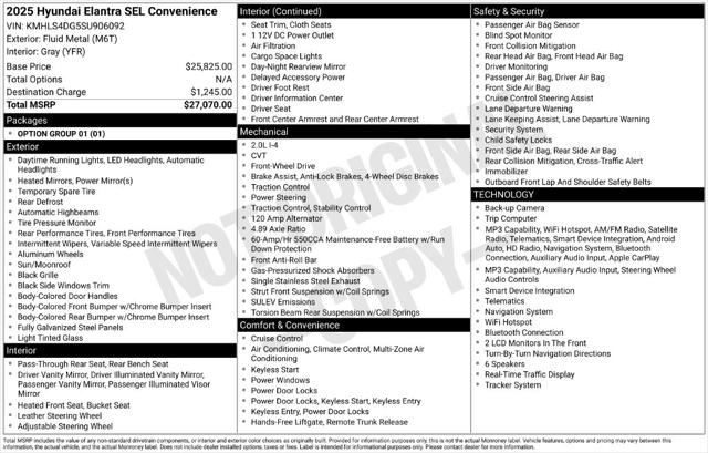 Used 2025 Hyundai Elantra SEL Convenience For Sale in Muscle Shoals, AL
