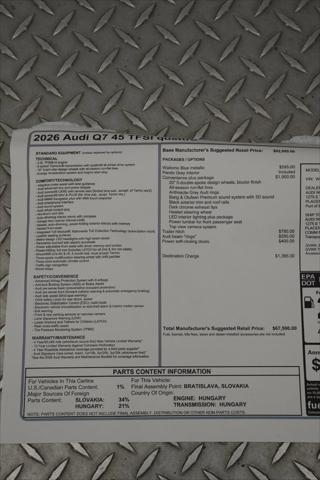 2026 Audi Q7 Premium 45 TFSI quattro tiptronic