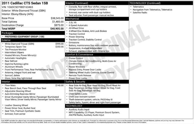 Used 2011 Cadillac CTS Standard For Sale in Muscle Shoals, AL